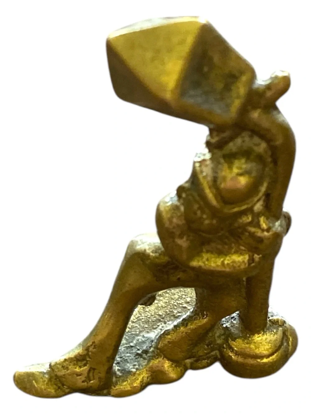 Vintage Solid Brass Drunk Man Figurine Holding Lamppost UK Novelty Statue